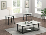 Thisted White/Black Rectangle Marble Coffee Table w/ Casters from Furniture of America - Luna Furniture