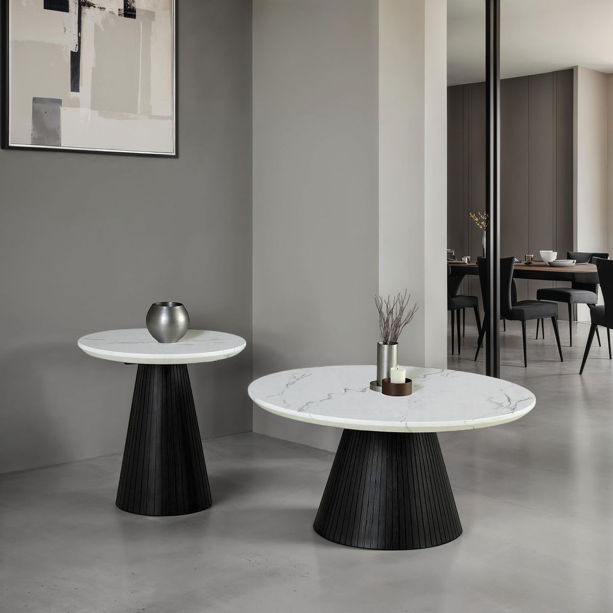 Sindal Black Round Cocktail Table from Furniture of America - Luna Furniture