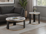 Bogor White/Gold/Black Round End Table from Furniture of America - Luna Furniture