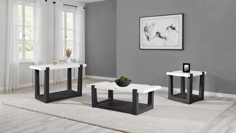 Sundbry White/Black End Table from Furniture of America - Luna Furniture