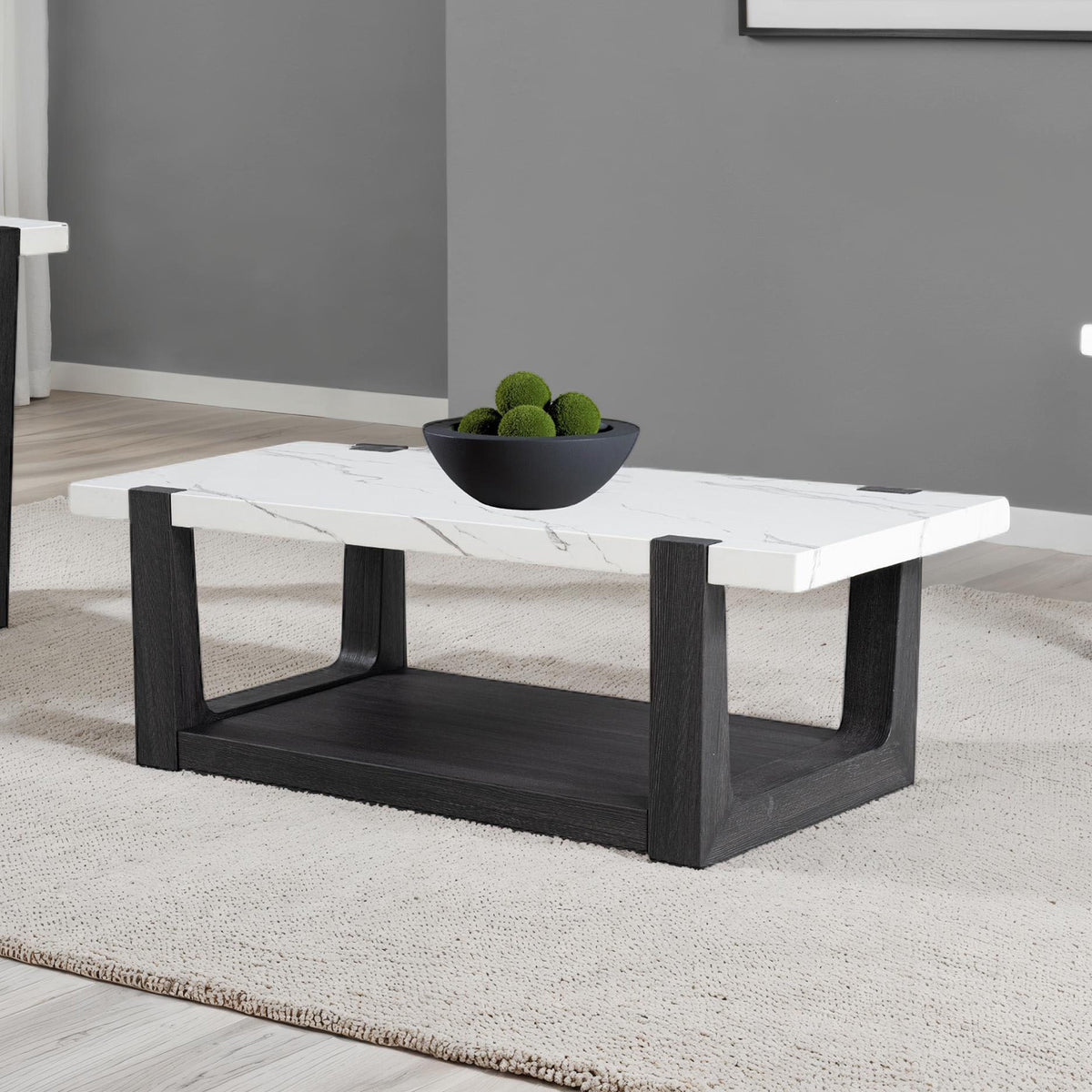Sundbry White/Black Coffee Table from Furniture of America - Luna Furniture