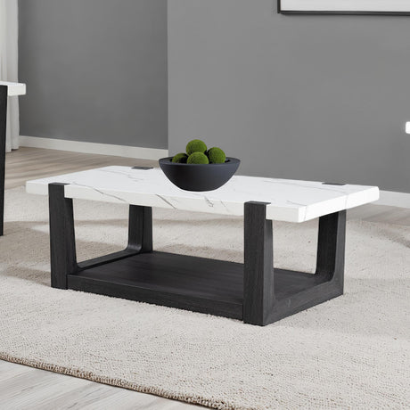 Sundbry White/Black Coffee Table from Furniture of America - Luna Furniture