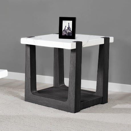 Sundbry White/Black End Table from Furniture of America - Luna Furniture