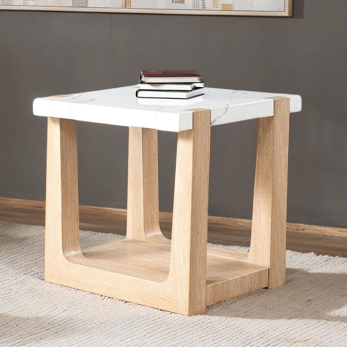 Sundbry White/Natural End Table from Furniture of America - Luna Furniture