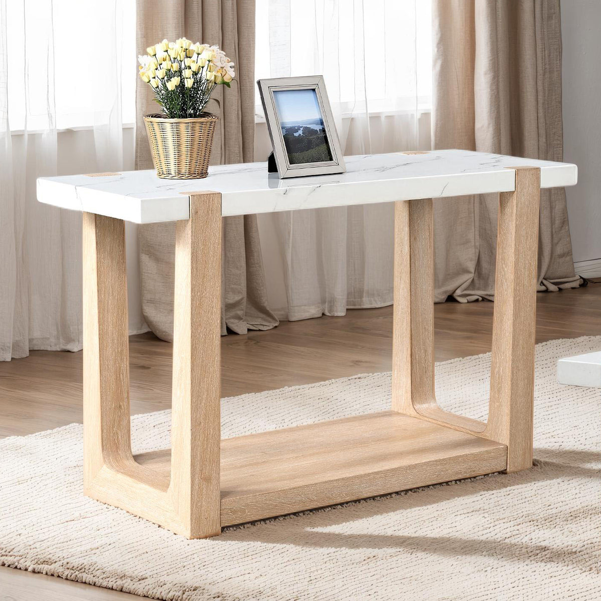 Sundbry White/Natural Sofa Table from Furniture of America - Luna Furniture
