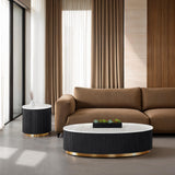 Virden Black/White/Gold Oval Cocktail Table from Furniture of America - Luna Furniture