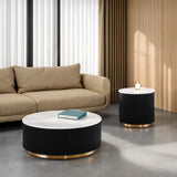 Virden Black/White/Gold Round Cocktail Table from Furniture of America - Luna Furniture