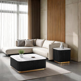 Virden Black/White/Gold Square Cocktail Table from Furniture of America - Luna Furniture
