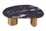 Northwich Black/Gray/Matte Gold Oval Coffee Table from Furniture of America - Luna Furniture
