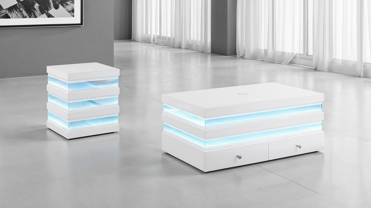 Maloy White Square Cocktail Table from Furniture of America - Luna Furniture