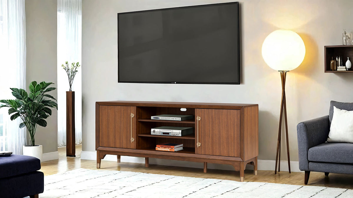 Hepburne Walnut 70" TV Stand from Furniture of America - Luna Furniture