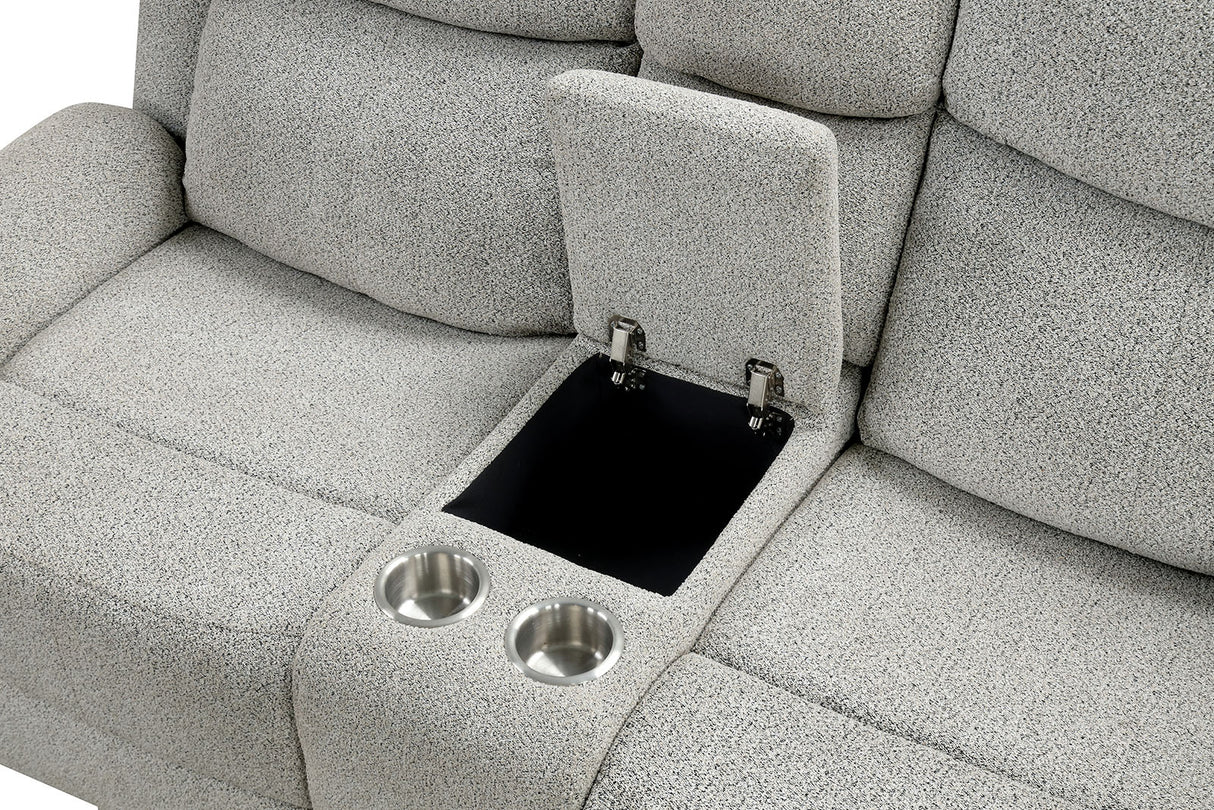 Sandbach Light Gray Manual Reclining Loveseat With Console from Furniture of America - Luna Furniture