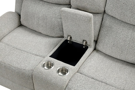 Sandbach Light Gray Manual Reclining Loveseat With Console from Furniture of America - Luna Furniture