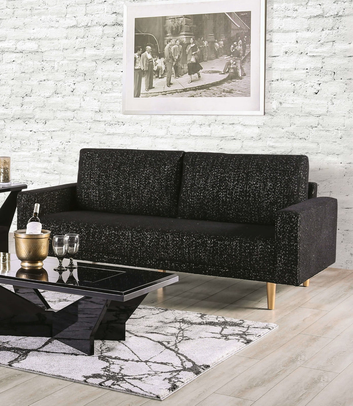 Elverum Black Contemporary Living Room Set from Furniture of America - Luna Furniture