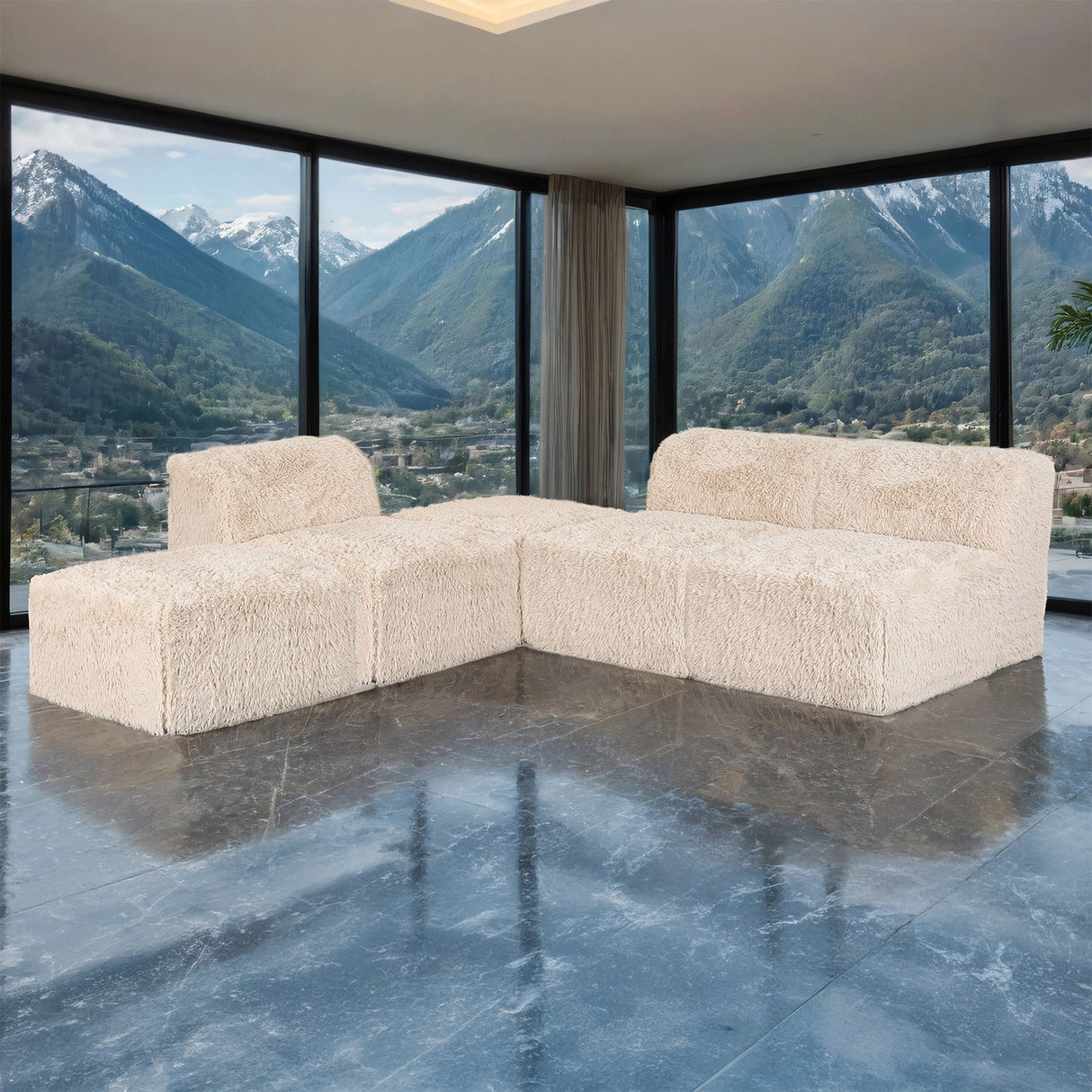 Nappi Sand Compressed Foam 5-Piece Sectional from Furniture of America - Luna Furniture