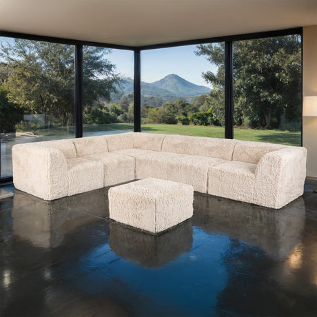 Nappi Sand Compressed Foam 7-Piece Sectional with Ottoman from Furniture of America - Luna Furniture