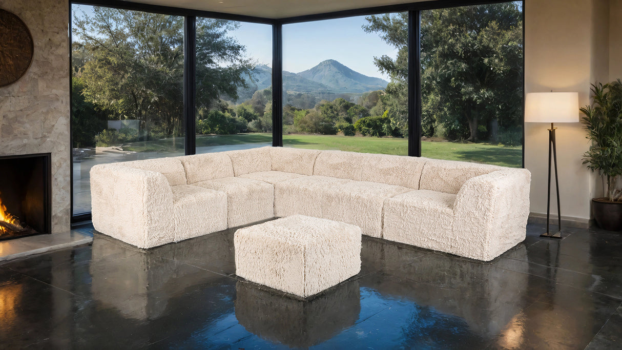 Nappi Sand Compressed Foam 7-Piece Sectional with Ottoman from Furniture of America - Luna Furniture