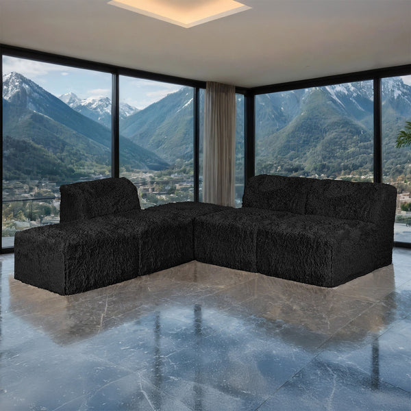 Nappi Black Compressed Foam 5-Piece Sectional