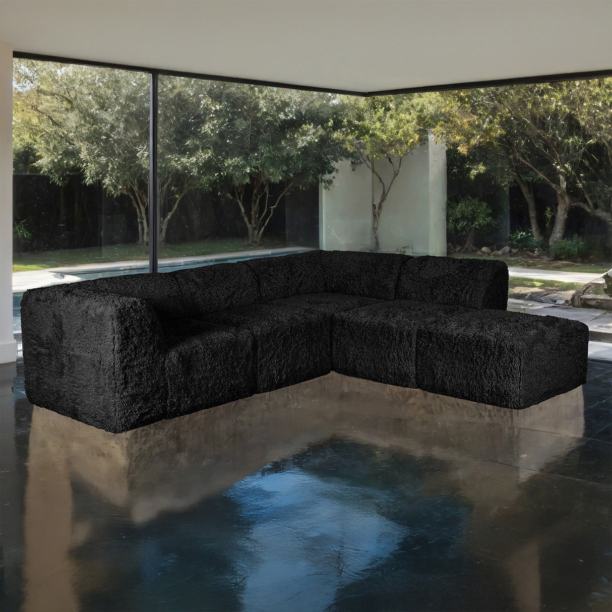 Nappi Black Compressed Foam 5-Piece L-Shape Sectional from Furniture of America - Luna Furniture