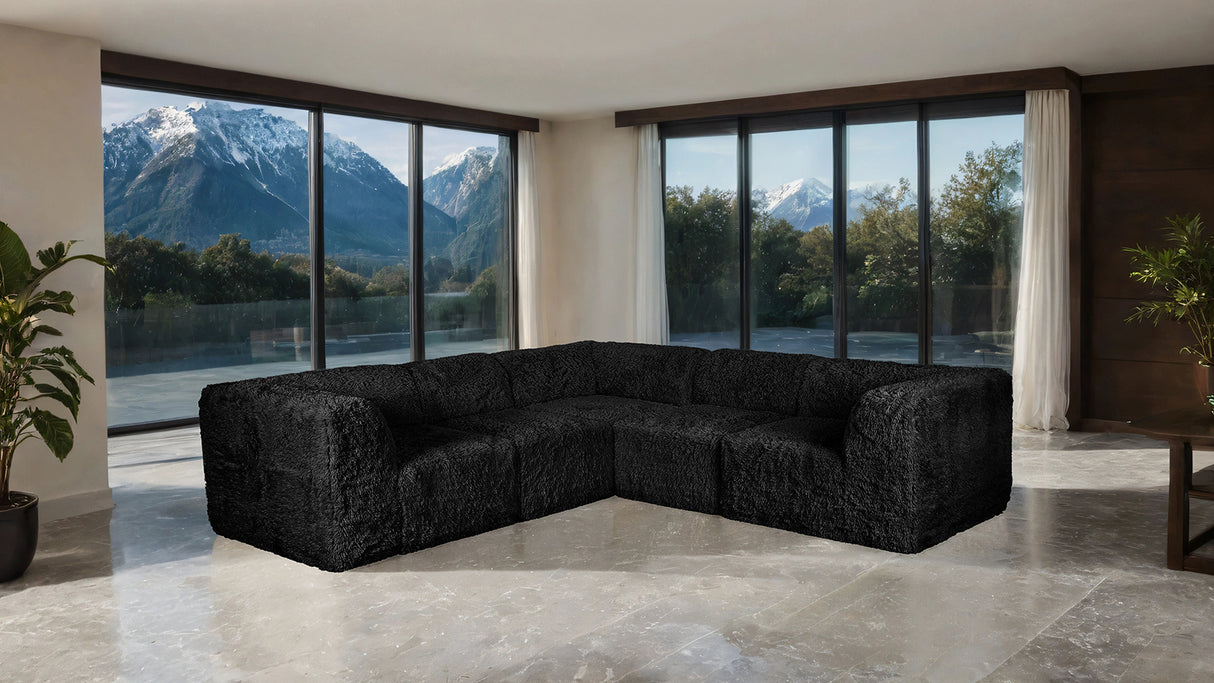 Nappi Black Compressed Foam 5-Piece Corner Sectional from Furniture of America - Luna Furniture