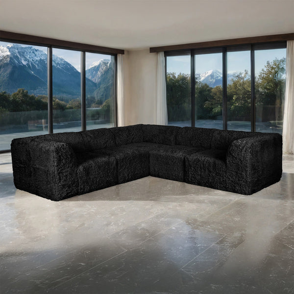Nappi Black Compressed Foam 5-Piece Corner Sectional