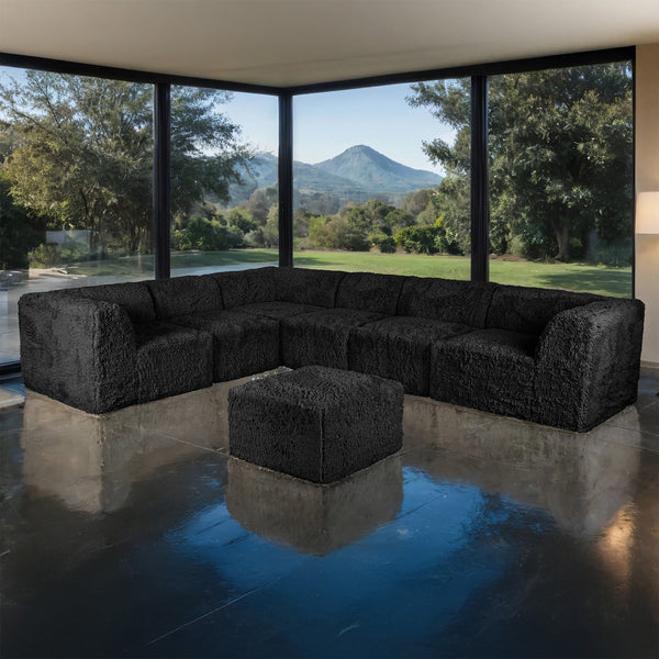 Nappi Black Compressed Foam 7-Piece Sectional with Ottoman
