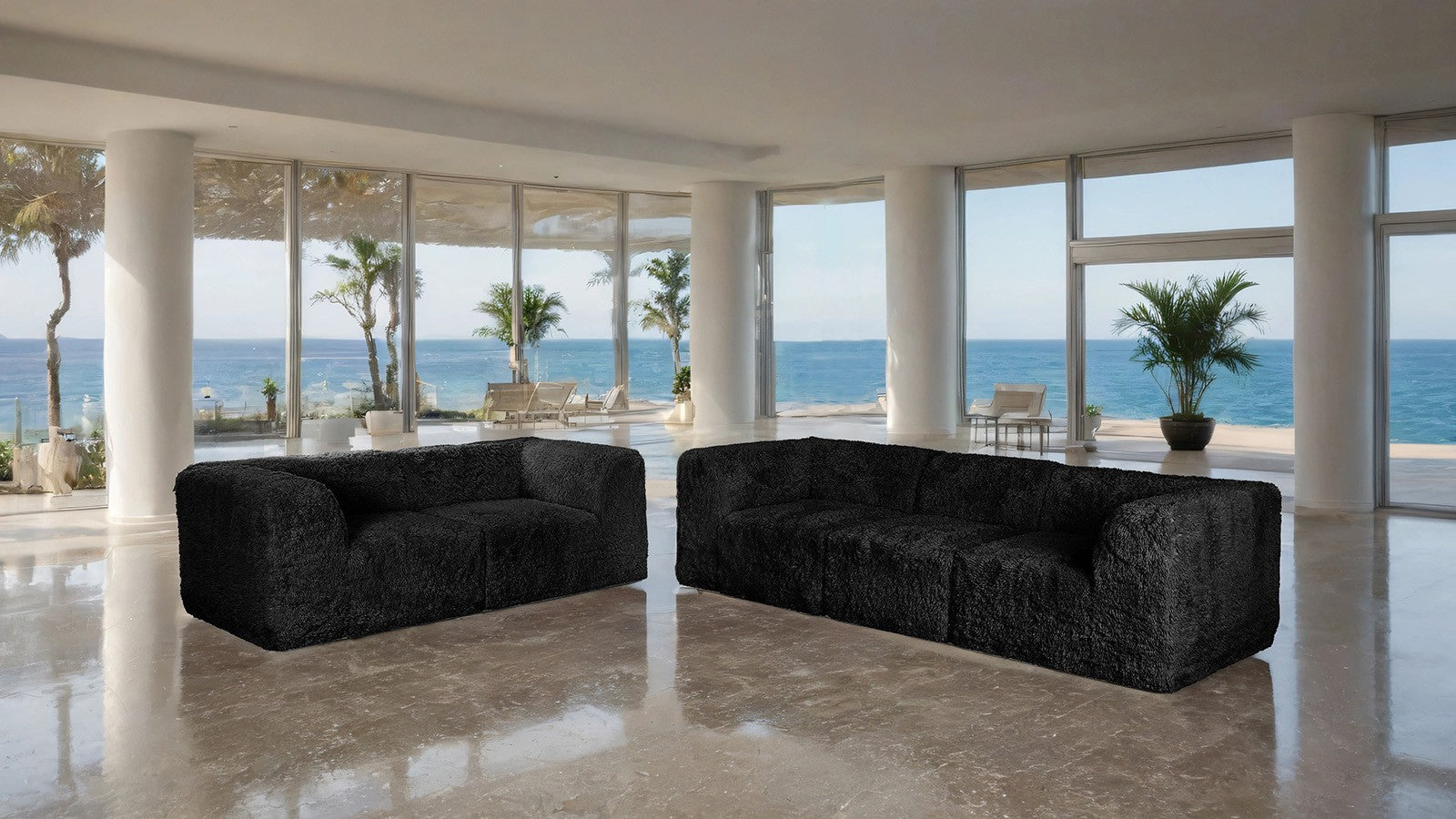 Furniture of America Nappi Black Compressed Foam Contemporary