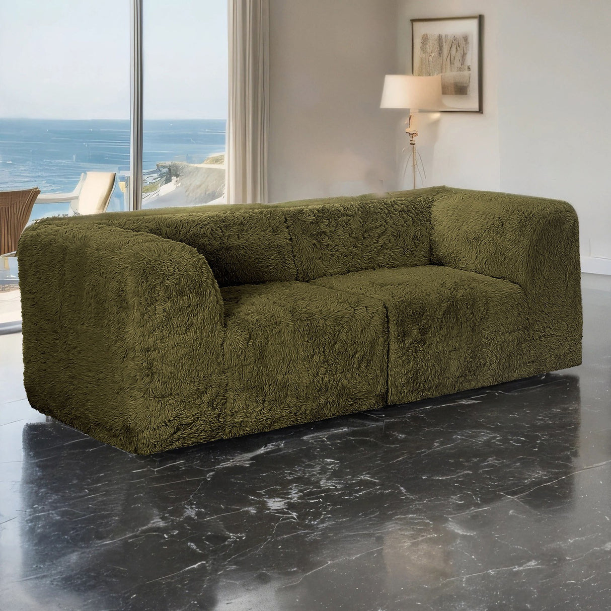 Nappi Olive Green Compressed Foam Loveseat from Furniture of America - Luna Furniture