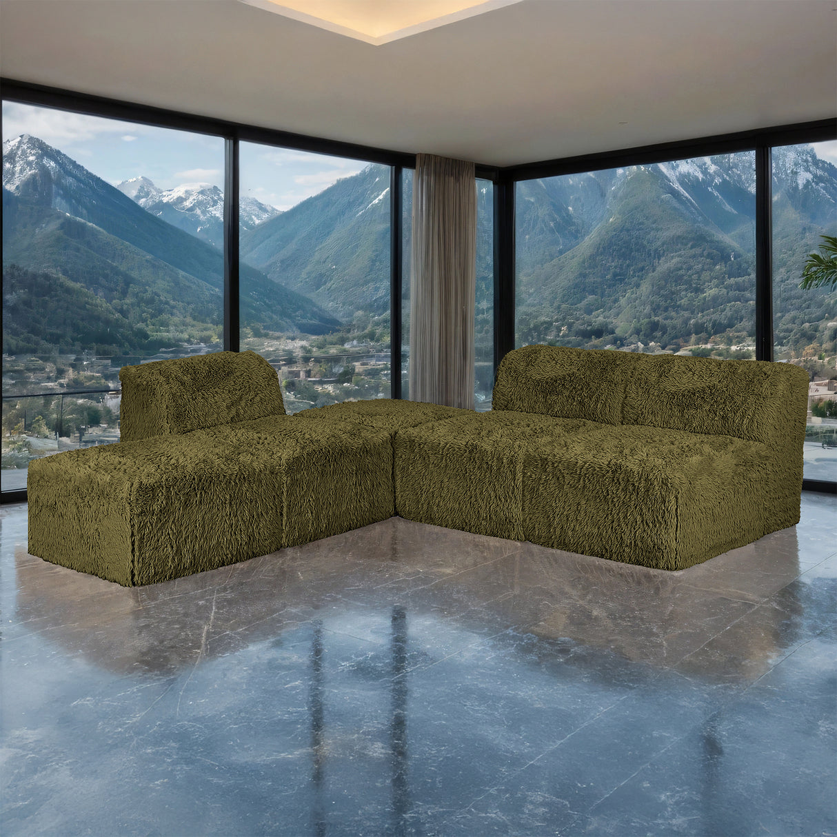Nappi Olive Green Compressed Foam 5-Piece Sectional from Furniture of America - Luna Furniture