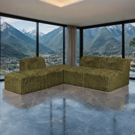 Nappi Olive Green Compressed Foam 5-Piece Sectional from Furniture of America - Luna Furniture