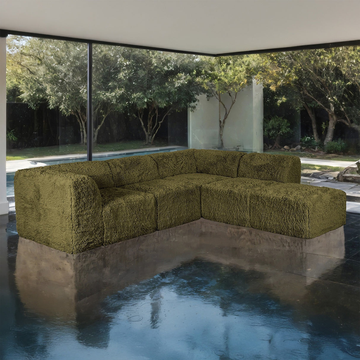 Nappi Olive Green Compressed Foam 5-Piece L-Shape Sectional from Furniture of America - Luna Furniture