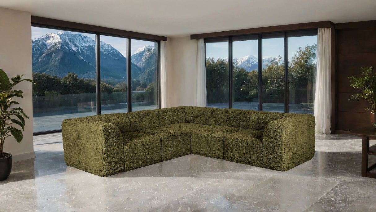 Nappi Olive Green Compressed Foam 5-Piece Corner Sectional from Furniture of America - Luna Furniture