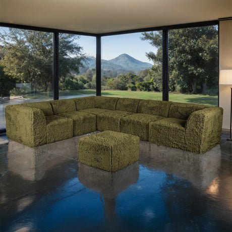 Nappi Olive Green Compressed Foam 7-Piece Sectional with Ottoman from Furniture of America - Luna Furniture