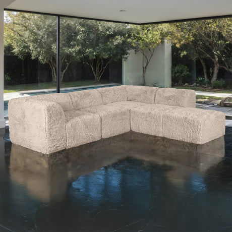 Nappi Taupe Compressed Foam 5-Piece L-Shape Sectional from Furniture of America - Luna Furniture