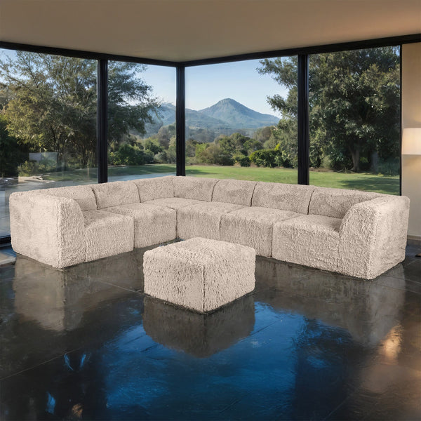 Nappi Taupe Compressed Foam 7-Piece Sectional with Ottoman