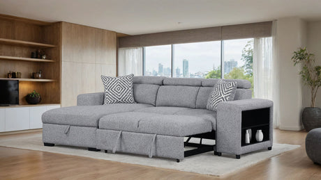Chatteris Gray Left Chaise Sleeper Sectional from Furniture of America - Luna Furniture