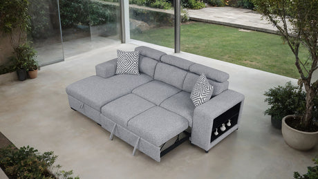 Chatteris Gray Left Chaise Sleeper Sectional from Furniture of America - Luna Furniture