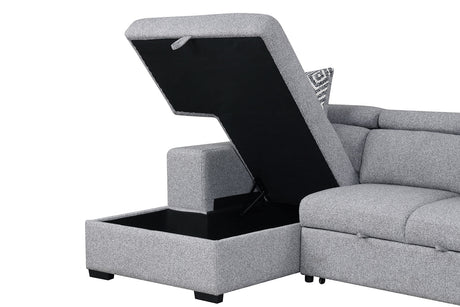 Chatteris Gray Left Chaise Sleeper Sectional from Furniture of America - Luna Furniture