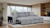 Chatteris Gray sectional sofa, partial sleeper extension and bookcase arm, interior view