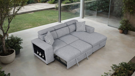 Chatteris Gray Fabric Right Chaise Sleeper Sectional from Furniture of America - Luna Furniture