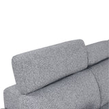Chatteris Gray sectional sofa, adjustable headrest close-up with textured gray upholstery