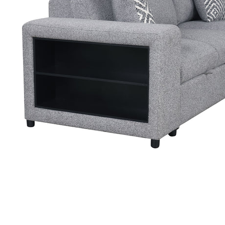 Chatteris Gray Fabric Right Chaise Sleeper Sectional from Furniture of America - Luna Furniture