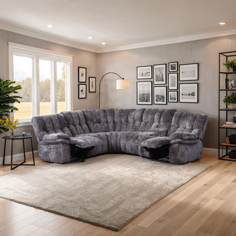 Hieronymus Dark Gray Power Sectional from Furniture of America - Luna Furniture
