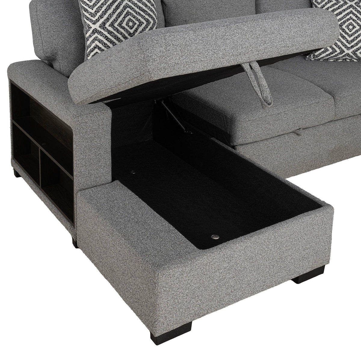 Chatham Gray Sleeper Sectional with Left Chaise from Furniture of America - Luna Furniture