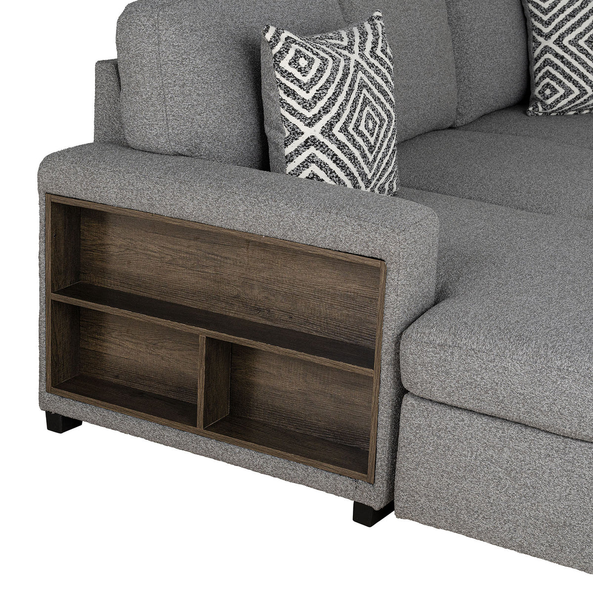 Chatham Gray Sleeper Sectional with Left Chaise from Furniture of America - Luna Furniture