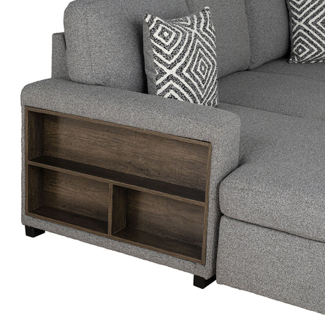Chatham Gray Sleeper Sectional with Left Chaise from Furniture of America - Luna Furniture