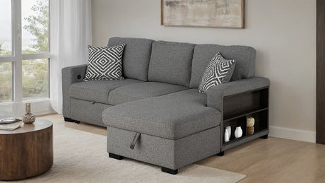 Chatham Gray Sleeper Sectional with Right Chaise from Furniture of America - Luna Furniture