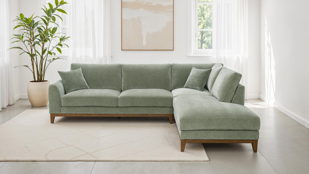 Watton Olive Green RAF Chaise Sectional from Furniture of America - Luna Furniture