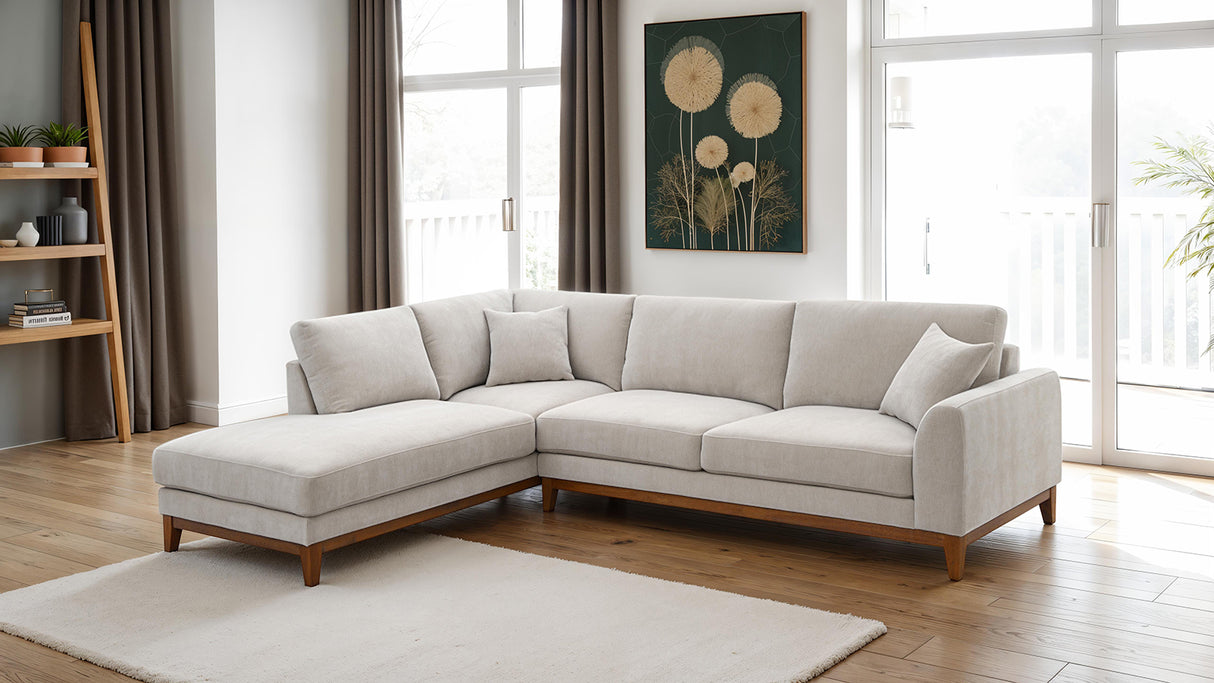 Watton Light Gray LAF Chaise Sectional from Furniture of America - Luna Furniture