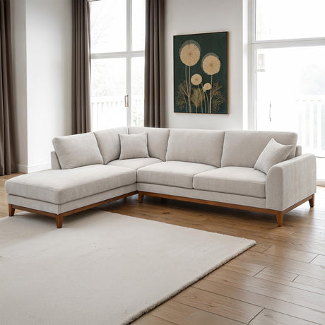 Watton Light Gray LAF Chaise Sectional from Furniture of America - Luna Furniture